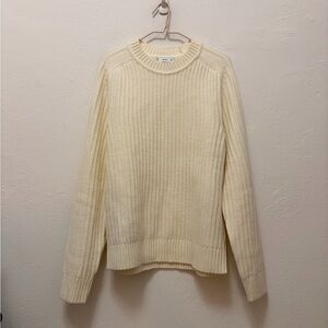 Mango Ivory Cable Knit Crewneck Sweater